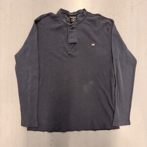 Polo Jeans Co Ralph Lauren Mens XL Henley Shirt Navy Blue Waffle Knit Thermal